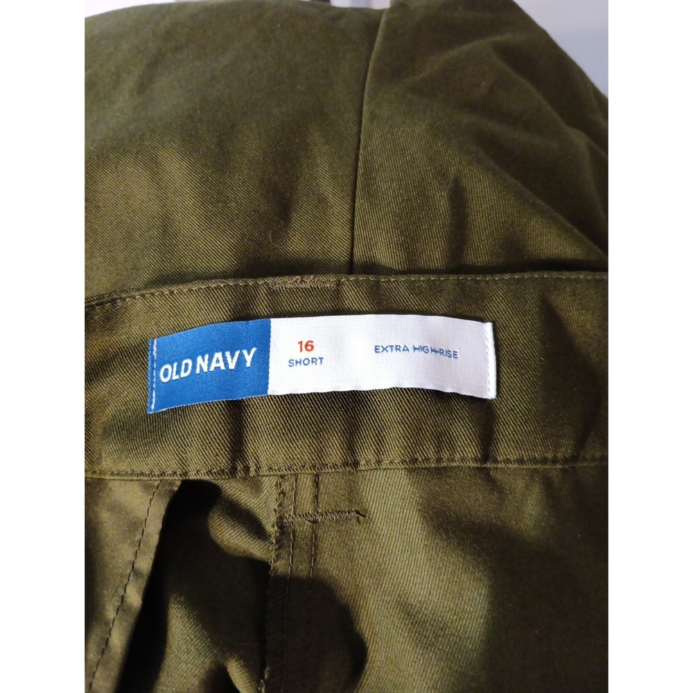 Old Navy Size‎ 16 Olive Green Ladies High-Waist Short  Cargo Belted - Picture 7 of 7